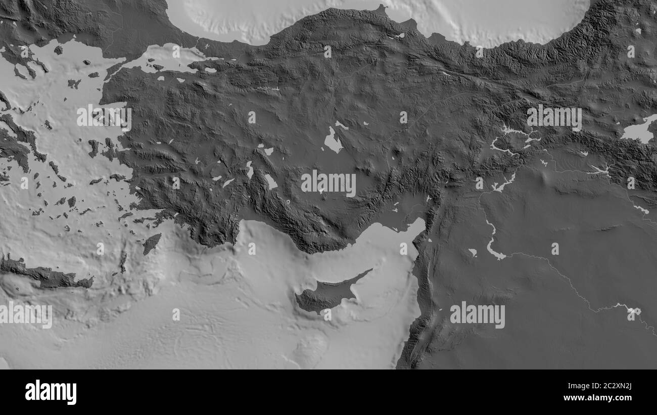 Mappa bilivello dell'area intorno alla piastra tettonica dell'Anatolia. Rendering 3D Foto Stock