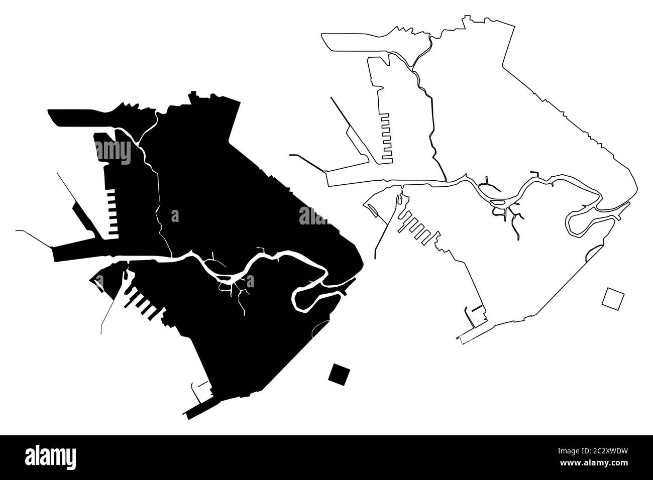 Manila Città (Repubblica delle Filippine, Metro Manila, Regione capitale Nazionale) mappa illustrazione vettoriale, abbozzare schizzo Città di Manila mappa Illustrazione Vettoriale