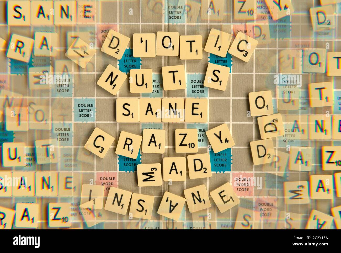 Lettere sane/pazzesche Foto Stock