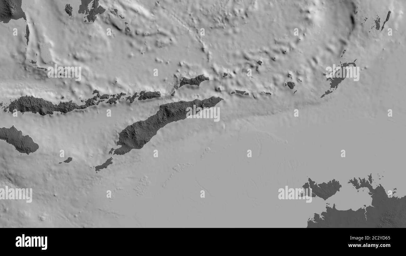 Mappa bilevel della zona intorno alla piastra tettonica di Timor. Rendering 3D Foto Stock