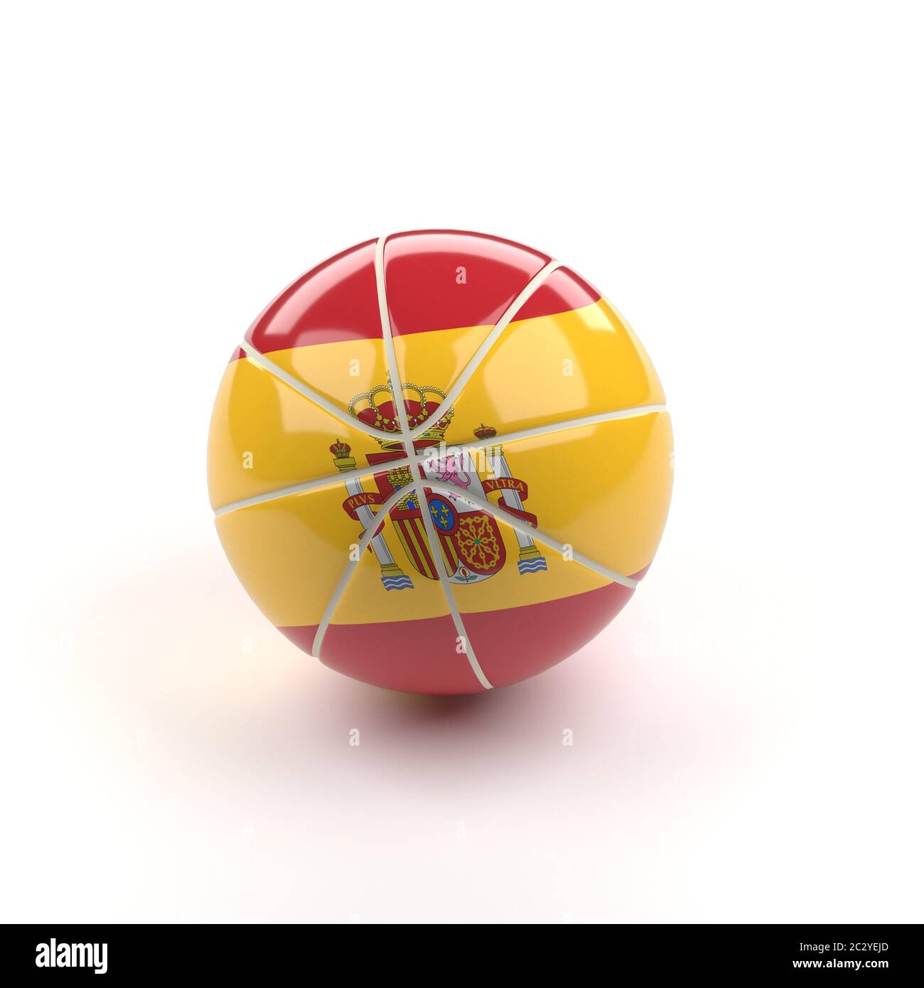 Baketball lucida con la bandiera della Spagna, rendering 3D Foto Stock