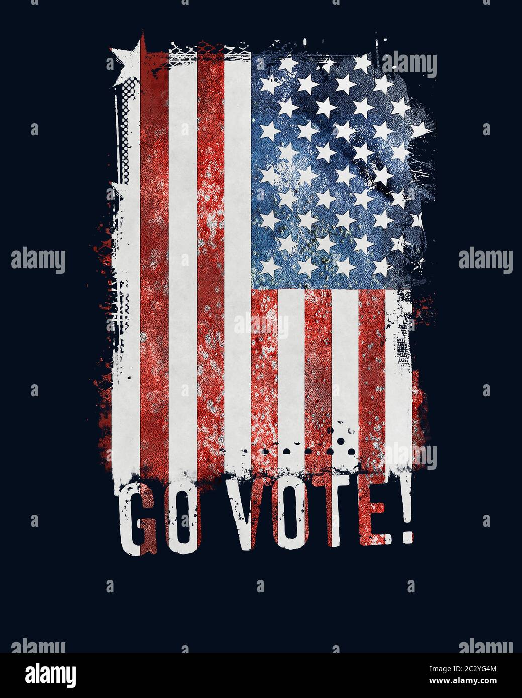 Vai al voto per le elezioni 2020 Stati Uniti Grunge Flag Design Foto Stock
