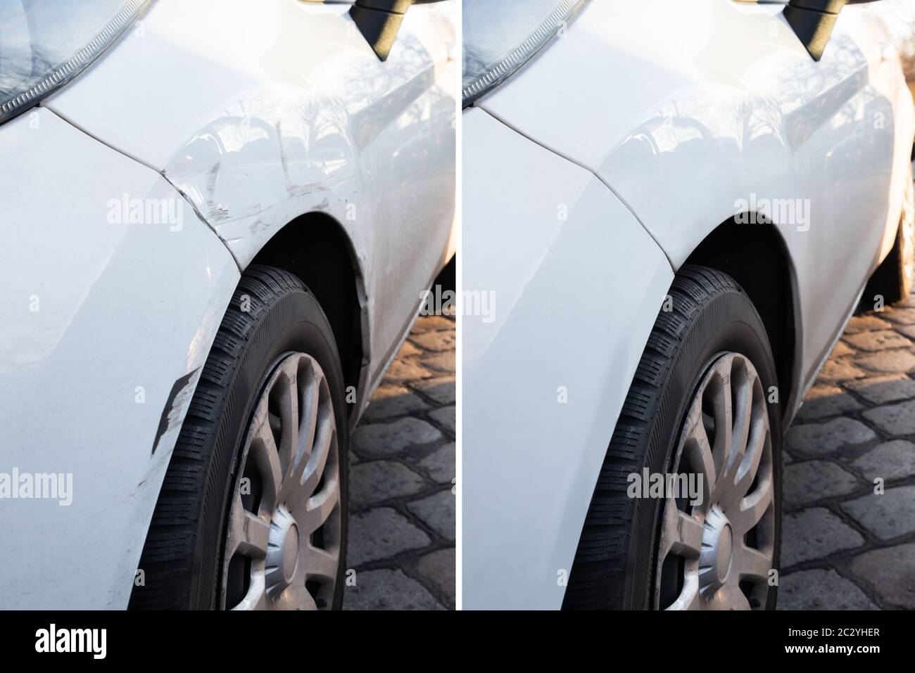 Foto di auto riparazione delle ammaccature prima e dopo Foto stock - Alamy