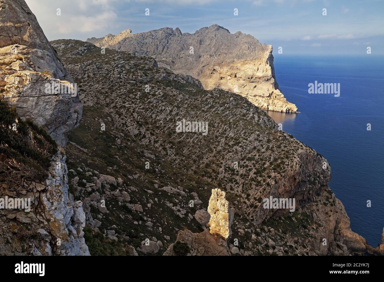 penisola di Cap Formentor, vista da Mirador es Colomer, Maiorca, Isole Baleari, Spagna, Europa Foto Stock