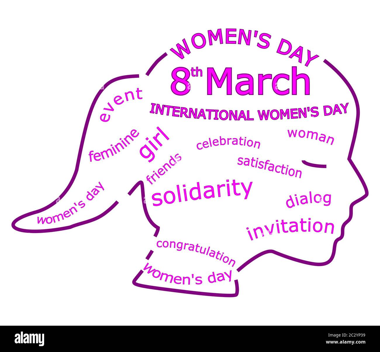 Giornata Internazionale della Donna Wordcloud - 8 marzo â illustrazione Foto Stock
