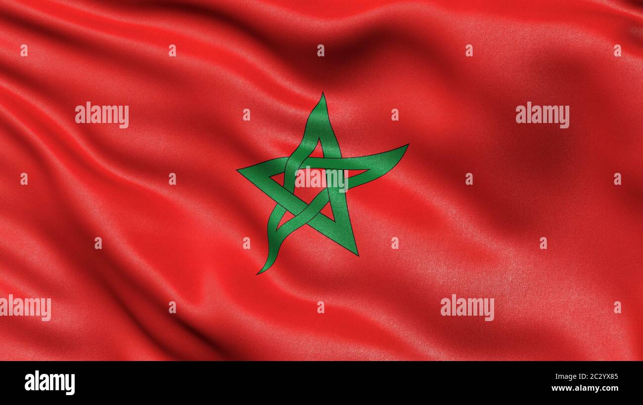Bandiera del Marocco, illustrazione 3-D. Foto Stock
