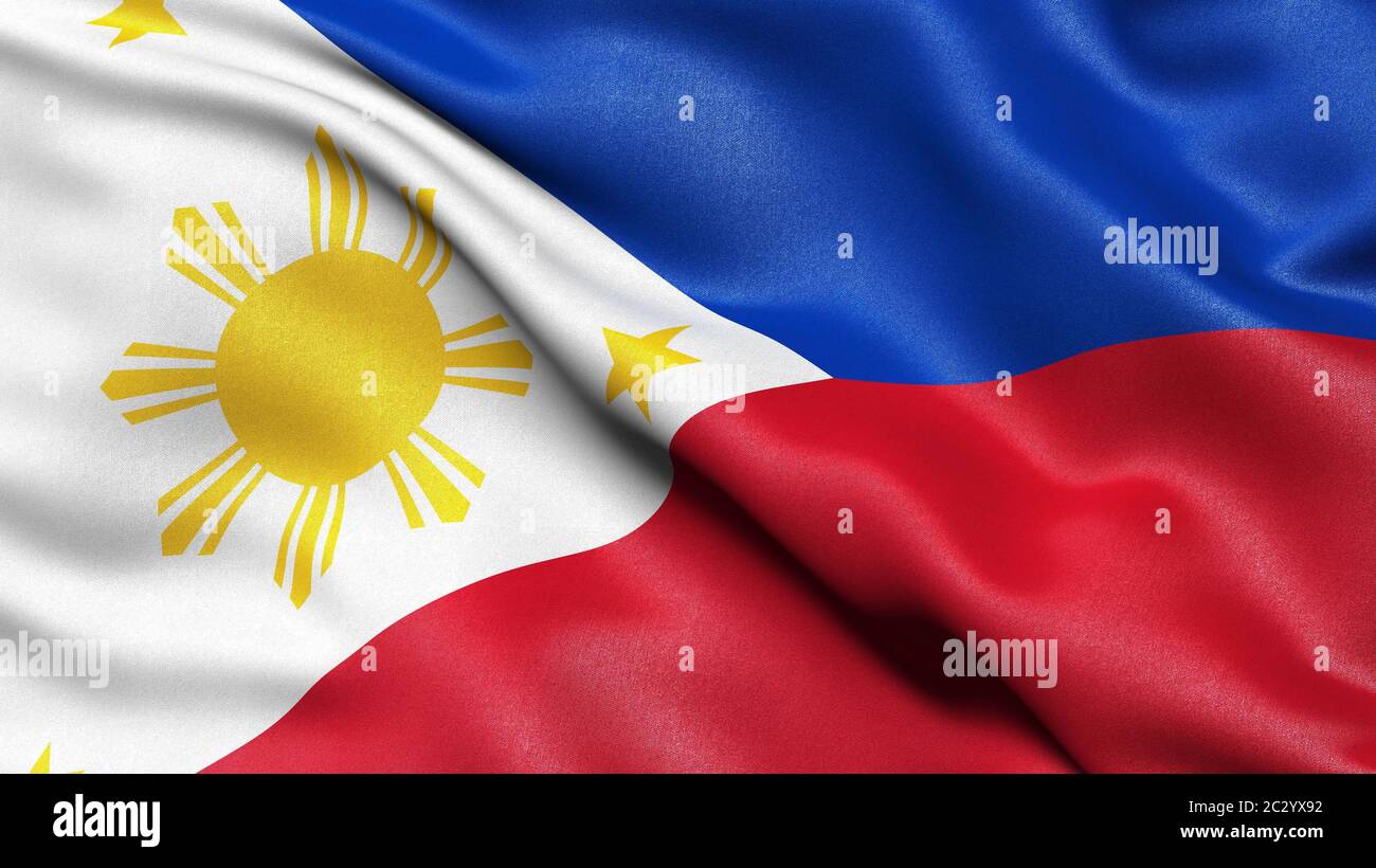 Bandiera delle Filippine, illustrazione 3-D. Foto Stock