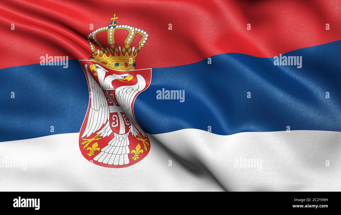 Bandiera della Serbia, illustrazione 3-D. Foto Stock