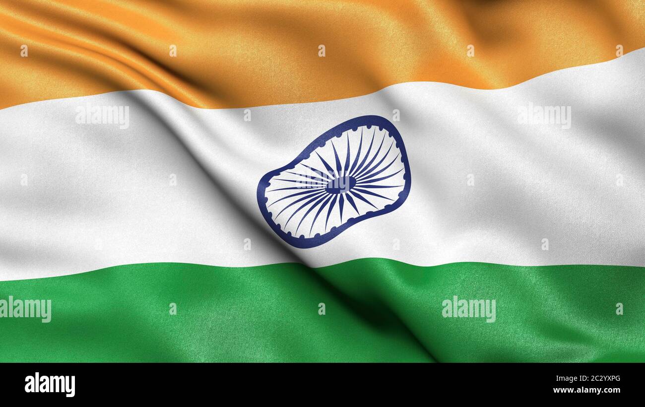 Bandiera dell'India, illustrazione 3D Foto Stock