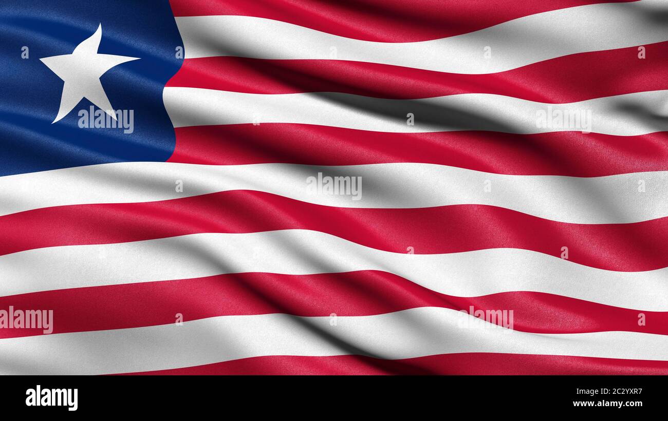 Bandiera della Repubblica di Liberia, illustrazione 3-D. Foto Stock