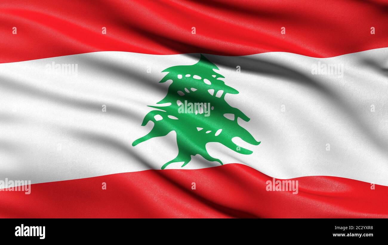 Bandiera del Libano, illustrazione 3-D. Foto Stock
