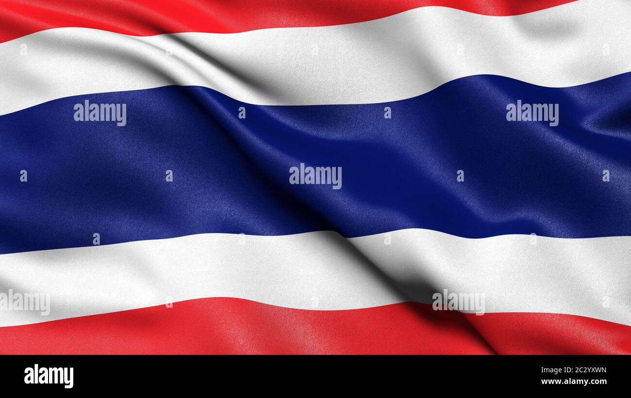 Bandiera della Thailandia, illustrazione 3D Foto Stock