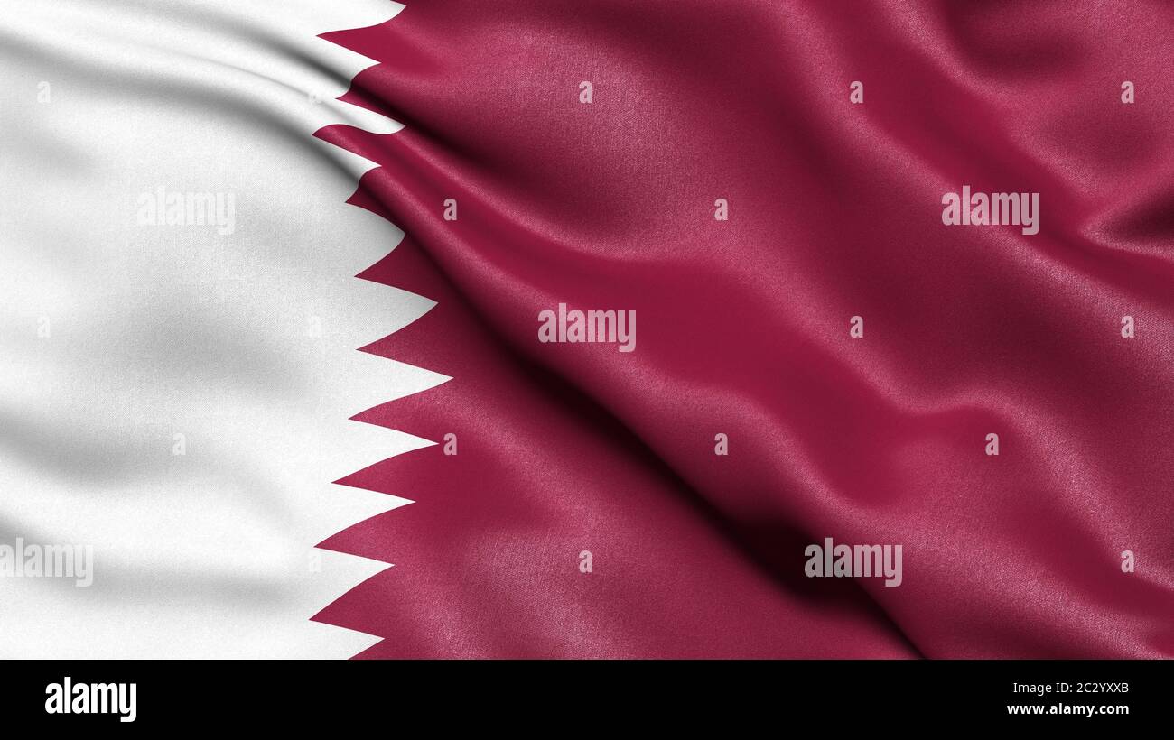 Bandiera del Qatar, illustrazione 3D Foto Stock