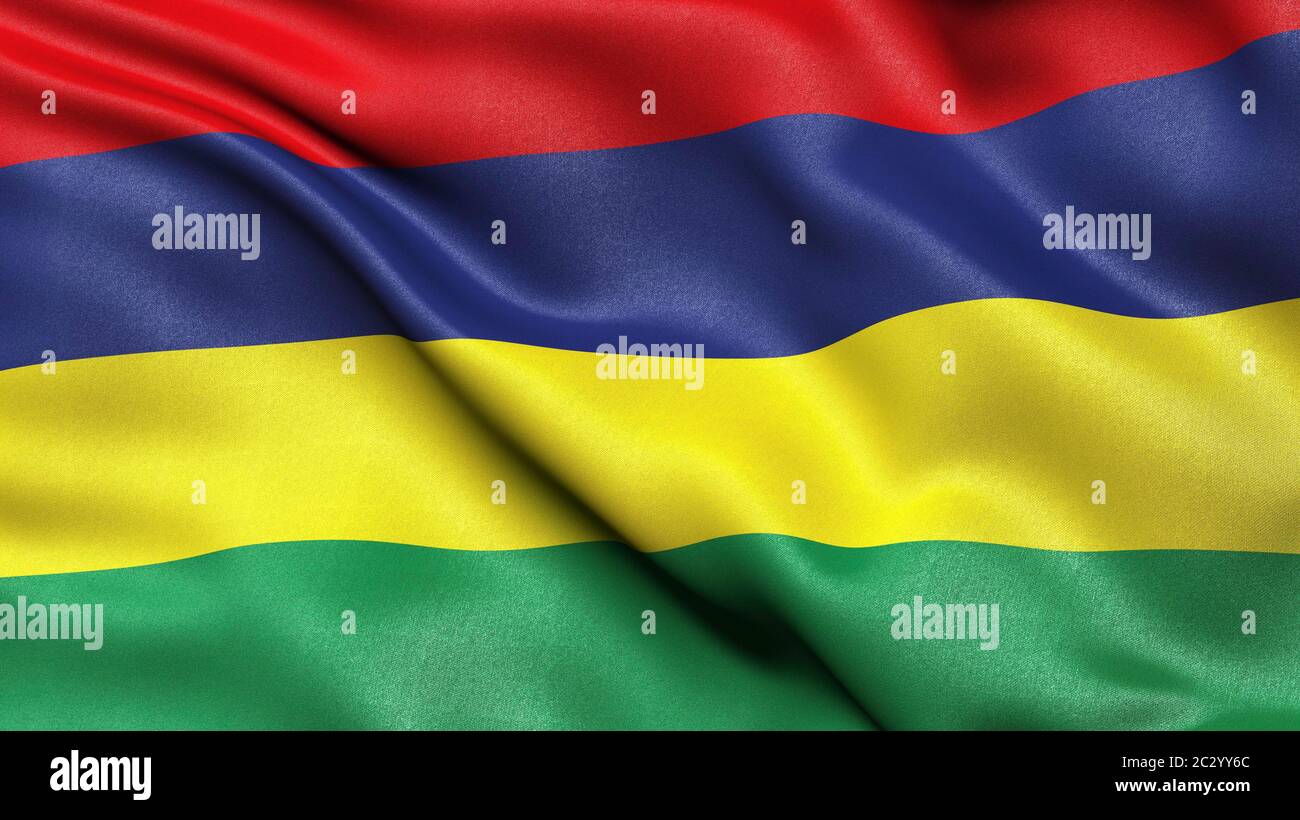 Bandiera di Mauritius, illustrazione 3-D. Foto Stock