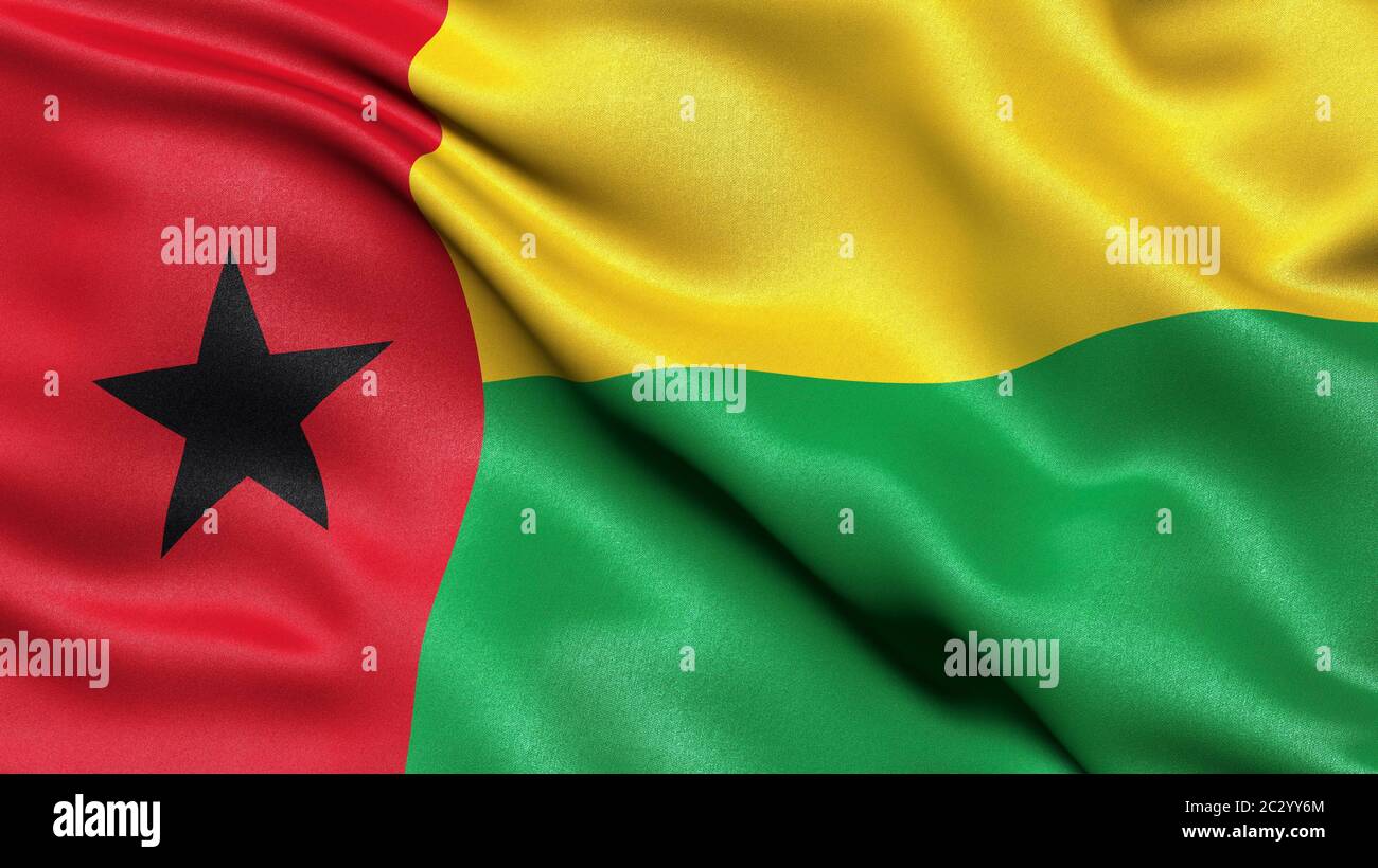 Bandiera di Guinea-Bissau, illustrazione 3-D. Foto Stock