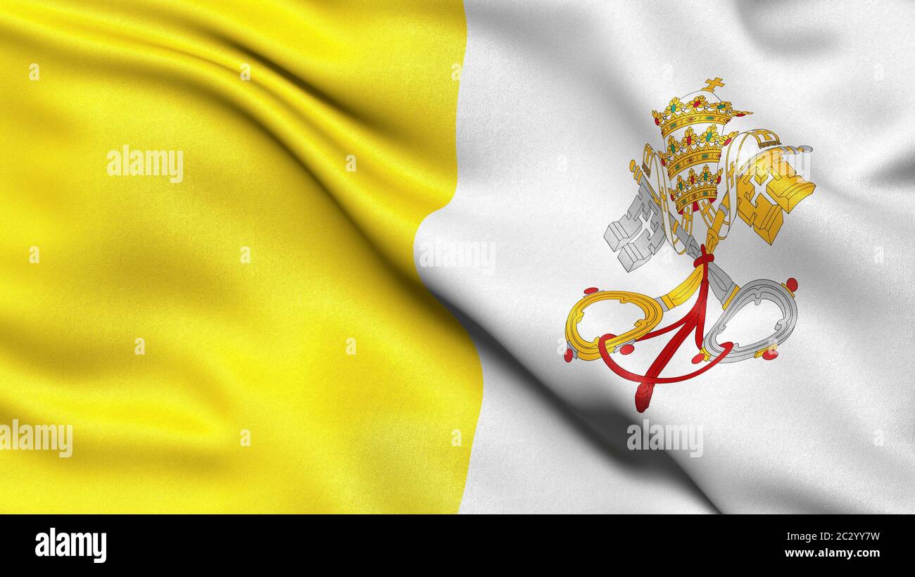 Bandiera dello Stato della Città del Vaticano, illustrazione in 3D Foto Stock