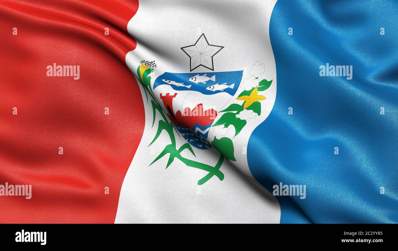 Bandiera dello stato di Alagoas, Brasile, Sud America, illustrazione 3-D. Foto Stock