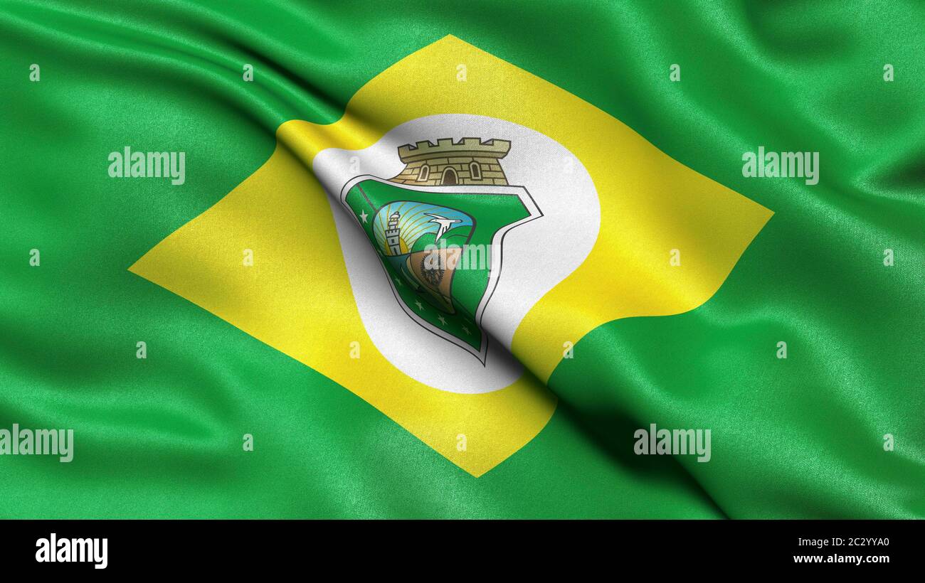 Bandiera dello Stato di Ceara, Brasile, Sud America, illustrazione 3D Foto Stock