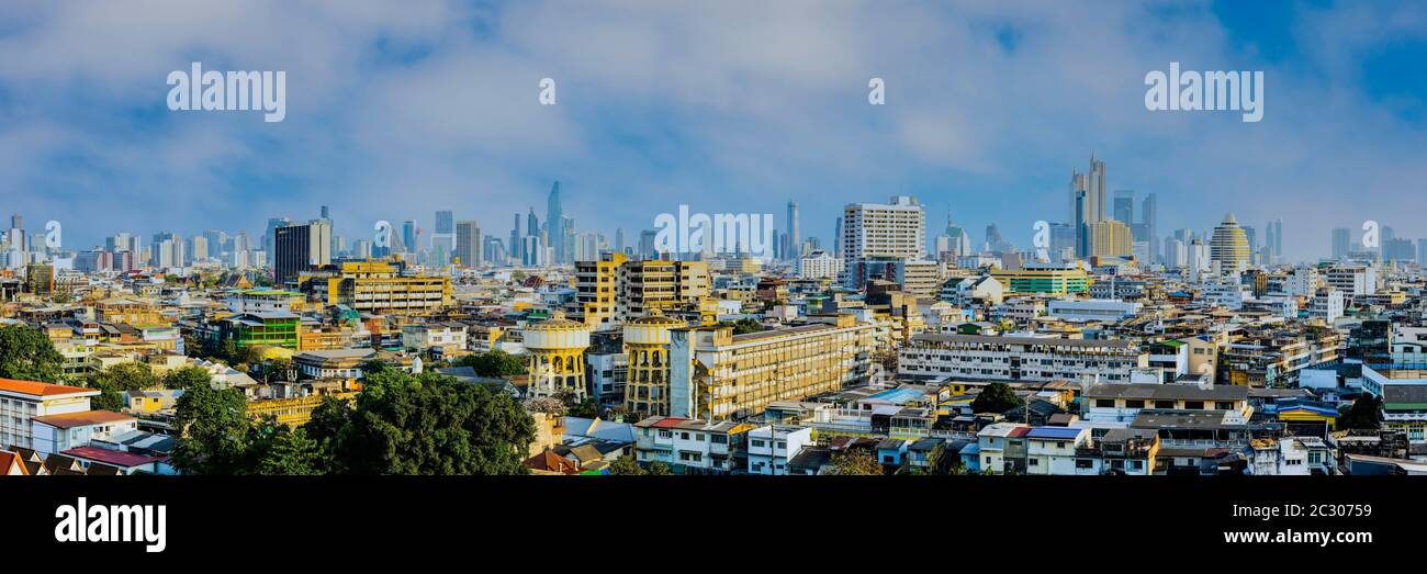 Panorama dal Monte d'Oro al Sud-Est, skyline, Bangkok, Thailandia Foto Stock