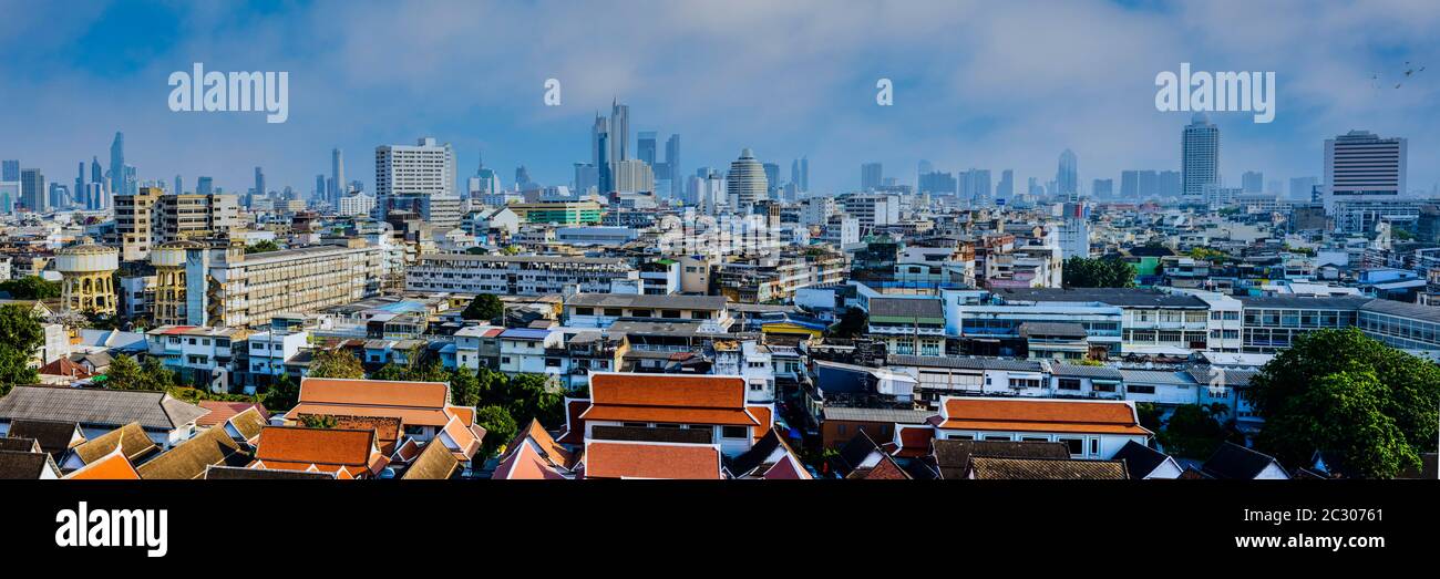 Panorama del Monte d'Oro, skyline, Bangkok, Thailandia Foto Stock