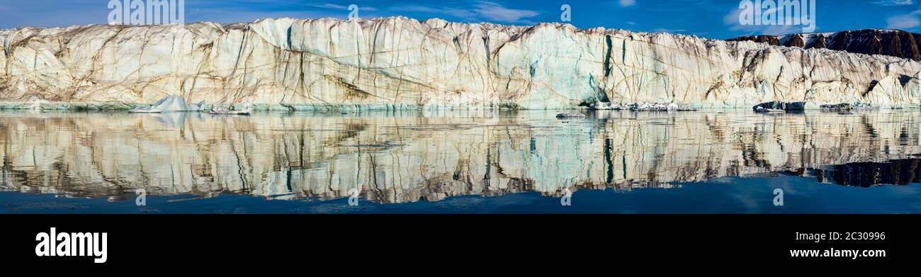 Vista panoramica del ghiacciaio, Devon Island, Nunavut, Canada Foto Stock