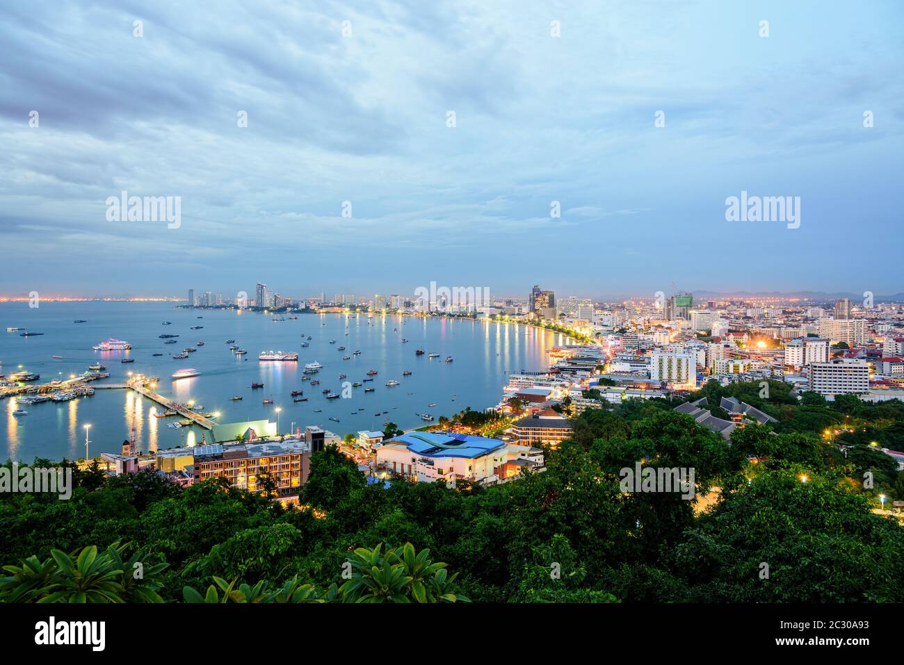 Pattaya City al tramonto punto di riferimento in Thailandia Foto Stock