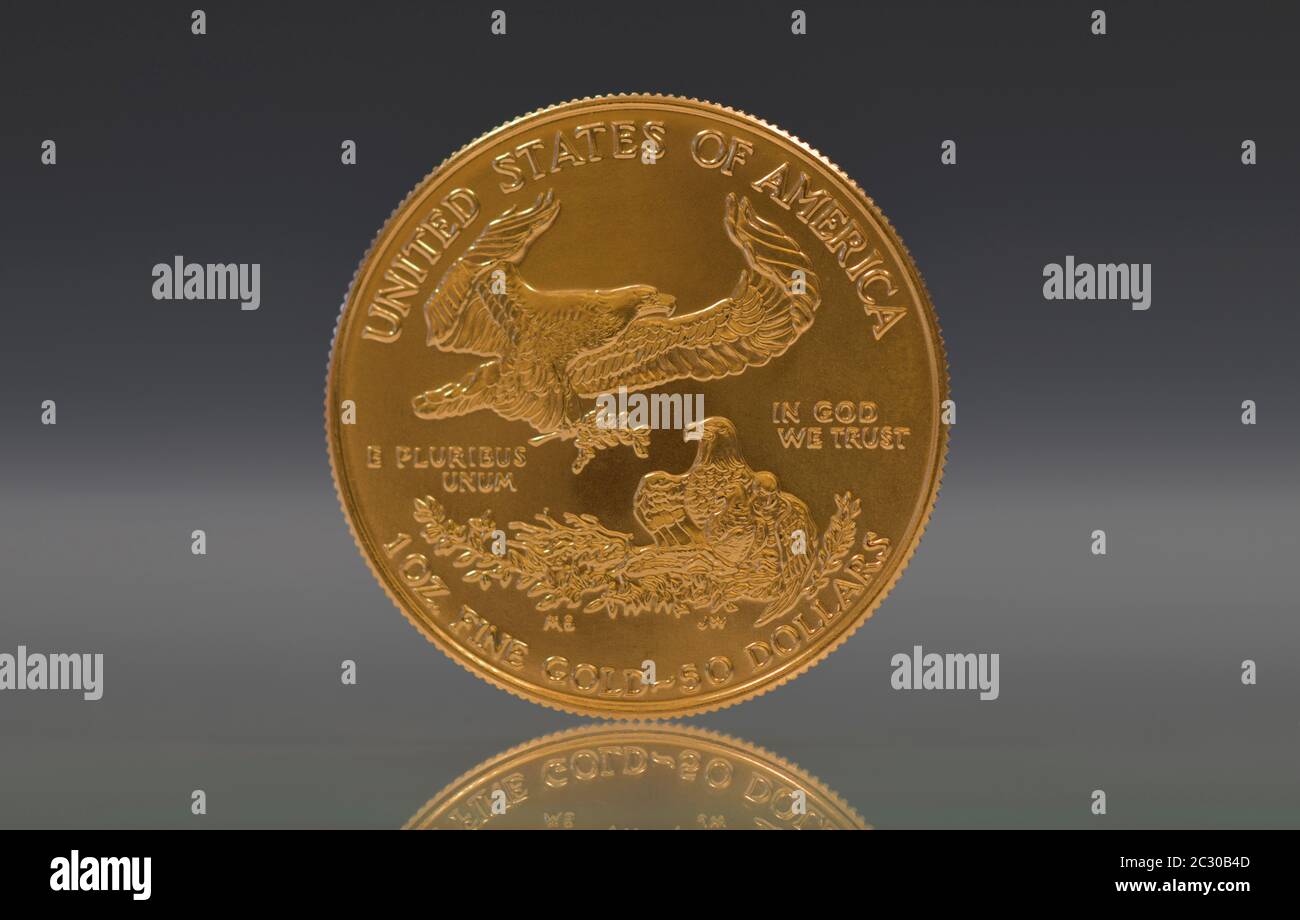 Moneta americana d'oro, 1 oncia, American Gold Eagle, lato opposto, Stati Uniti Foto Stock