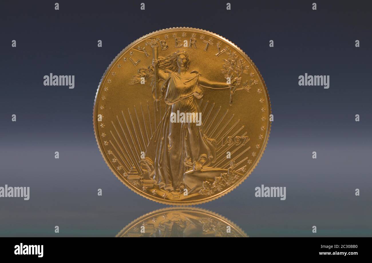 Moneta americana d'oro, 1 oncia, Aquila americana d'oro, Obverse Lady Liberty, USA Foto Stock