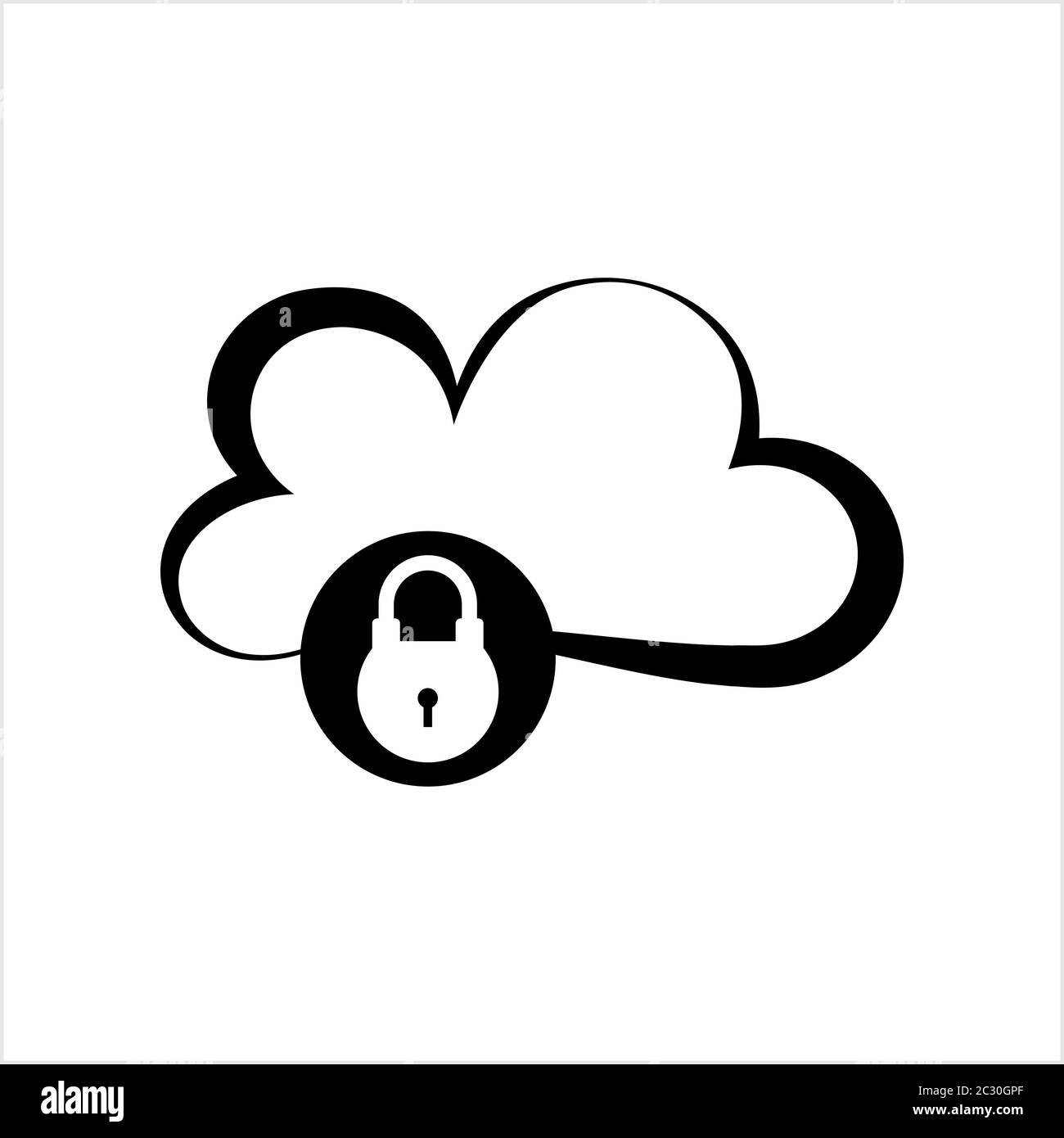 Icona di blocco cloud - Illustrazione grafica vettoriale Illustrazione Vettoriale
