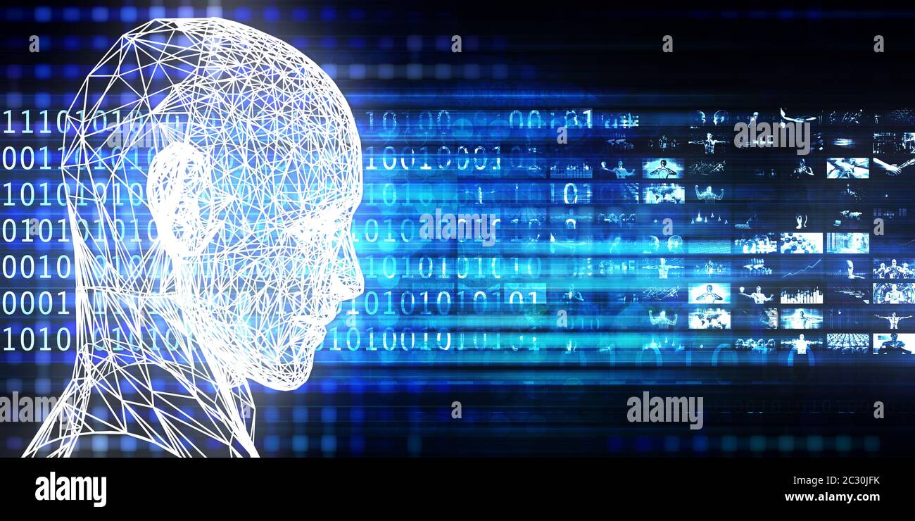 Healthcare Medical Abstract Background With Human Head Nerves Foto Stock