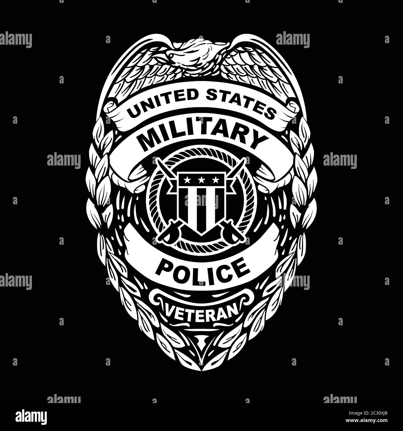 Illustrazione del vettore di Badge dei veterani della polizia militare degli Stati Uniti Illustrazione Vettoriale