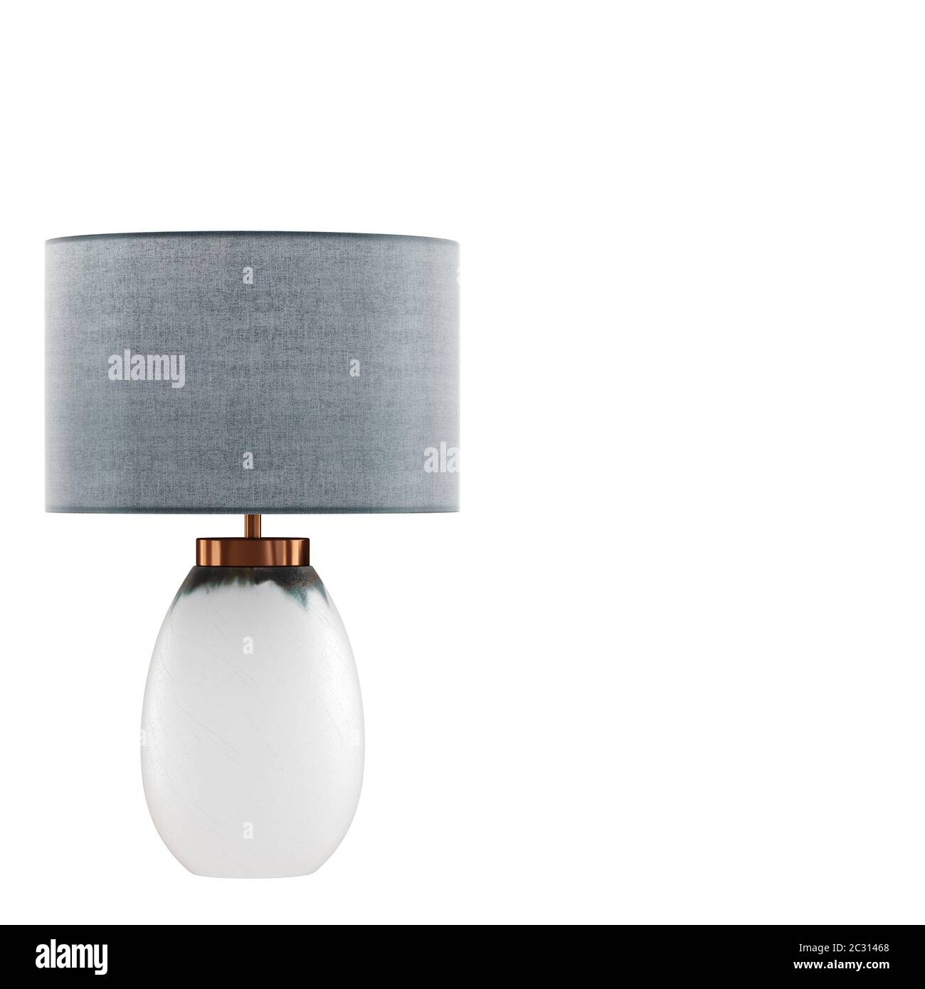 Lampada da tavolo con paralume grigio su sfondo bianco. rendering 3d Foto Stock