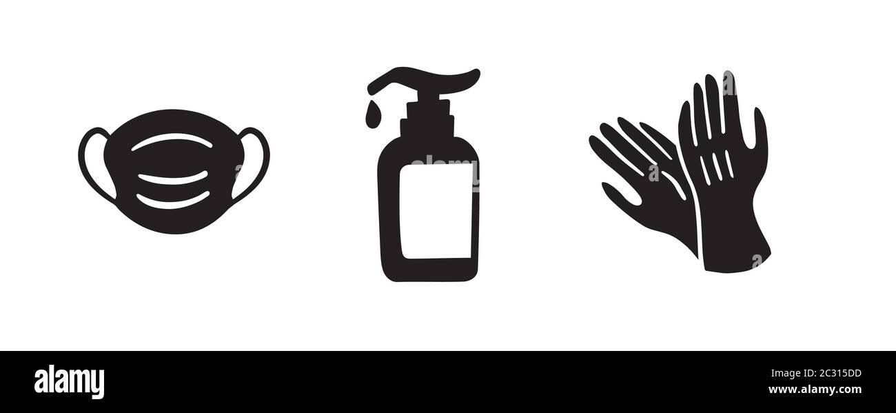 Icona degli accessori per la sanificazione per aiutare durante il virus Corona o COVID 19 Illustrazione Vettoriale