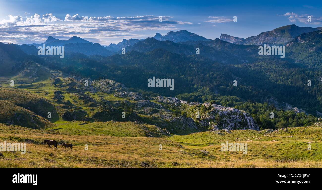 La Pierre Saint-Martin montagne, Paesi Baschi, Pirenei Atlantici, Francia Foto Stock