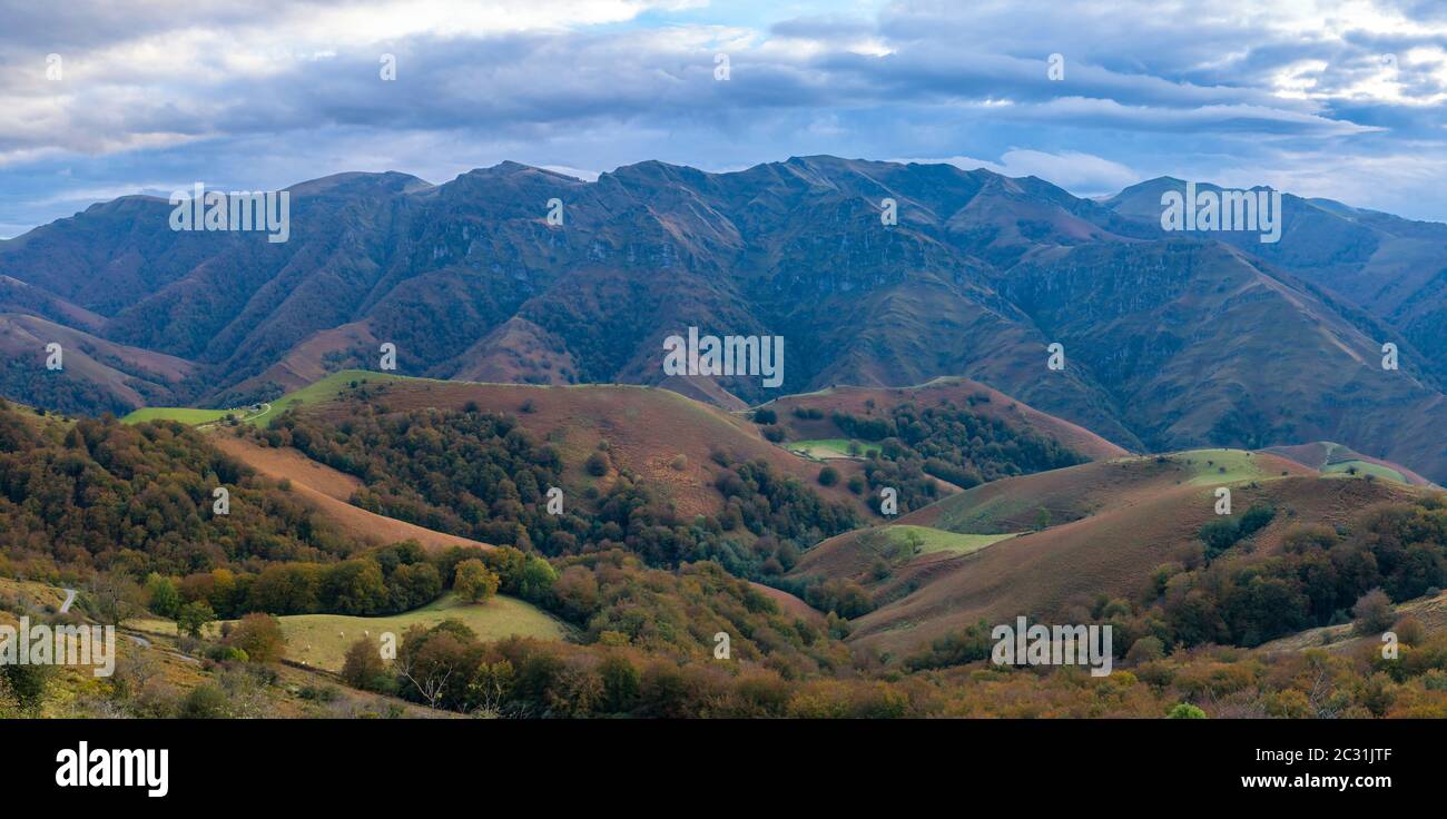 Picco di Behorleguy, montagne Iraty, Paesi Baschi, Pirenei Atlantici, Francia Foto Stock
