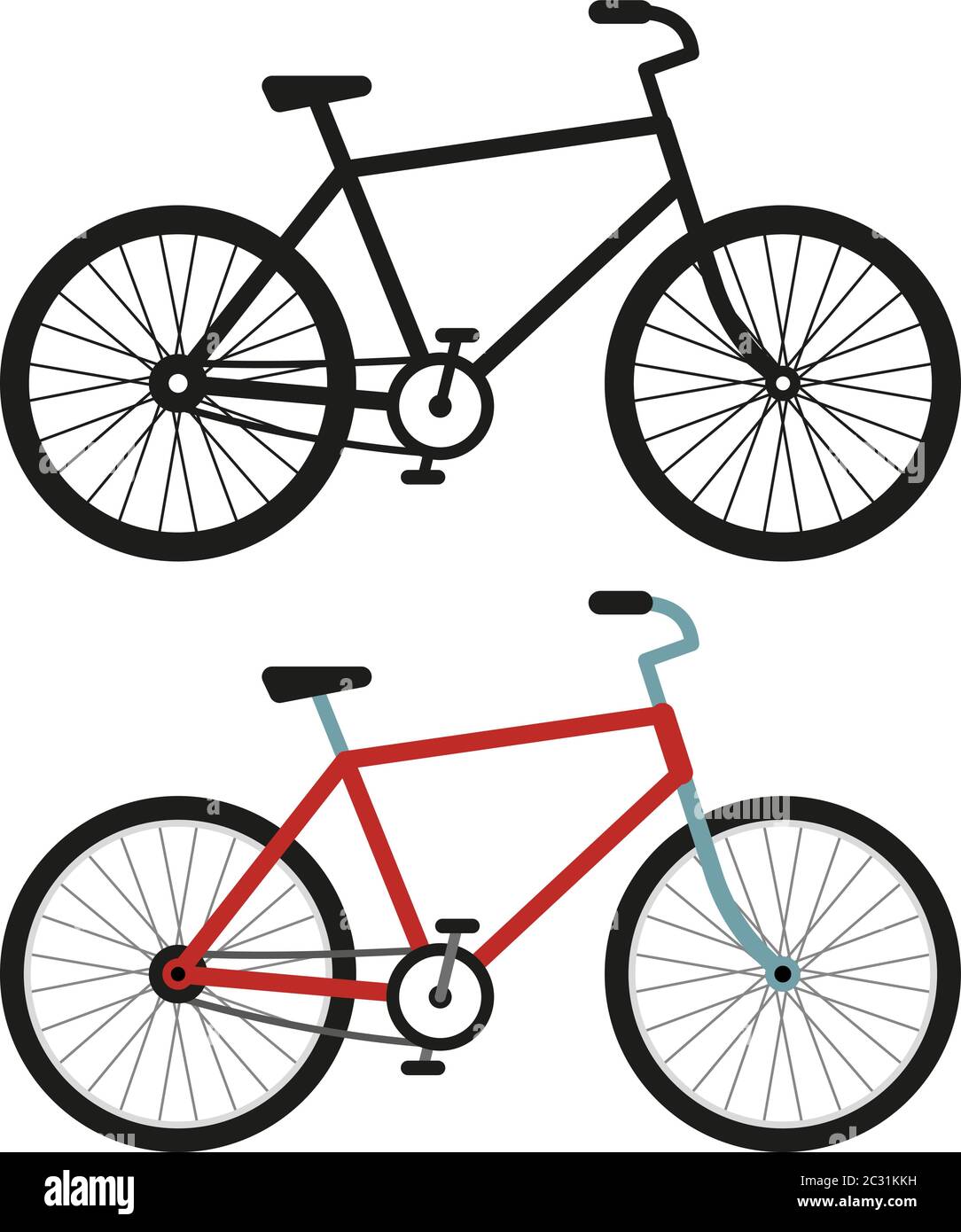 Bicicletta da città. Silhouette in bianco e nero Illustrazione Vettoriale