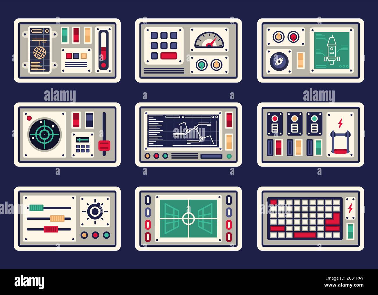 Diversi pannelli di controllo Illustrazione Vettoriale