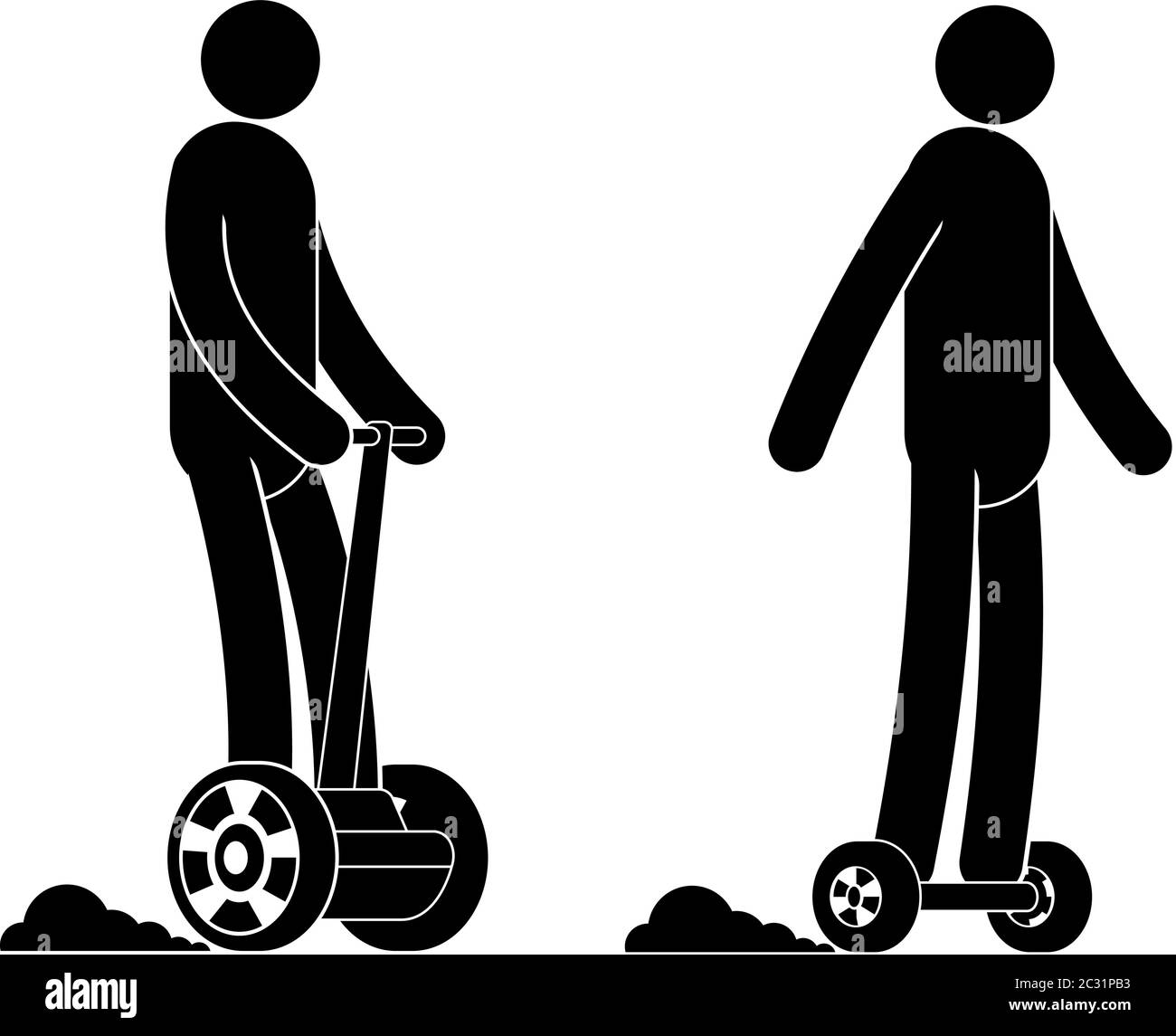 Pittogramma uomo che guida segway e hoverboard Illustrazione Vettoriale Pittogramma uomo che guida segway e hoverboard Illustrazione Vettoriale