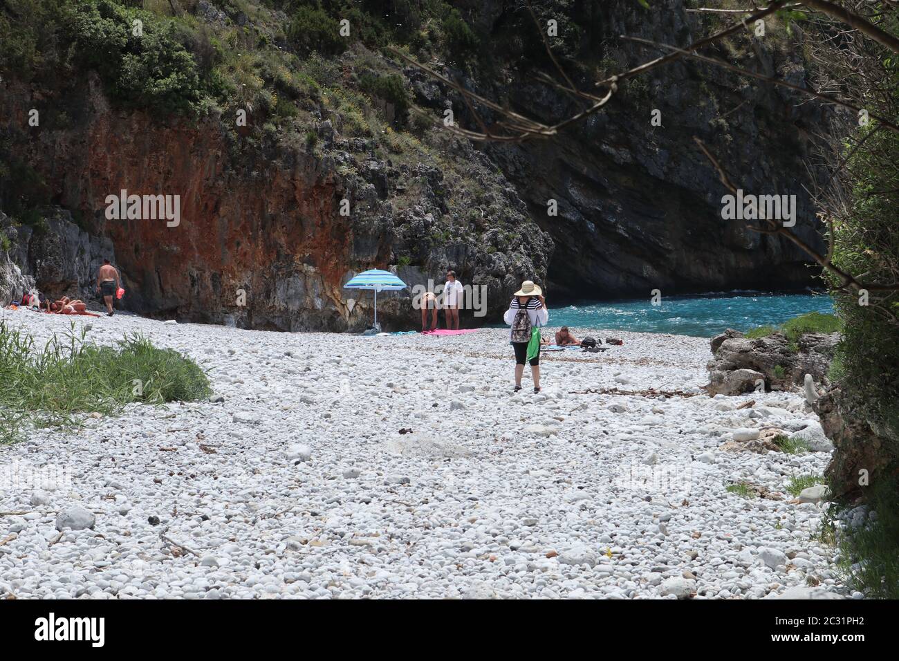 Marina di Camerota - Arrivo alla Spiaggia di Cala Bianca Foto Stock