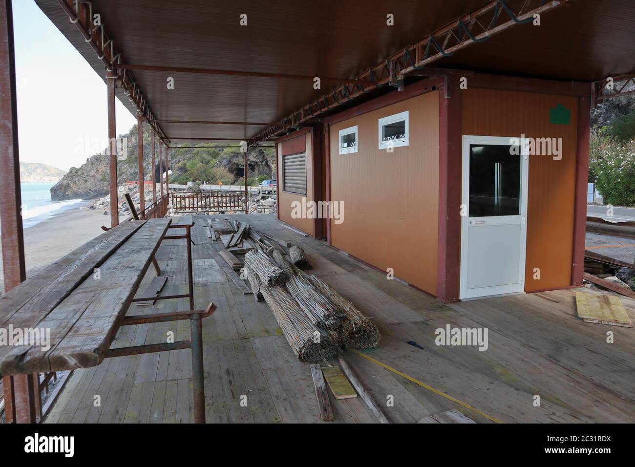 Marina di Camerota - Lido in allestimento in via Mingardo Foto Stock