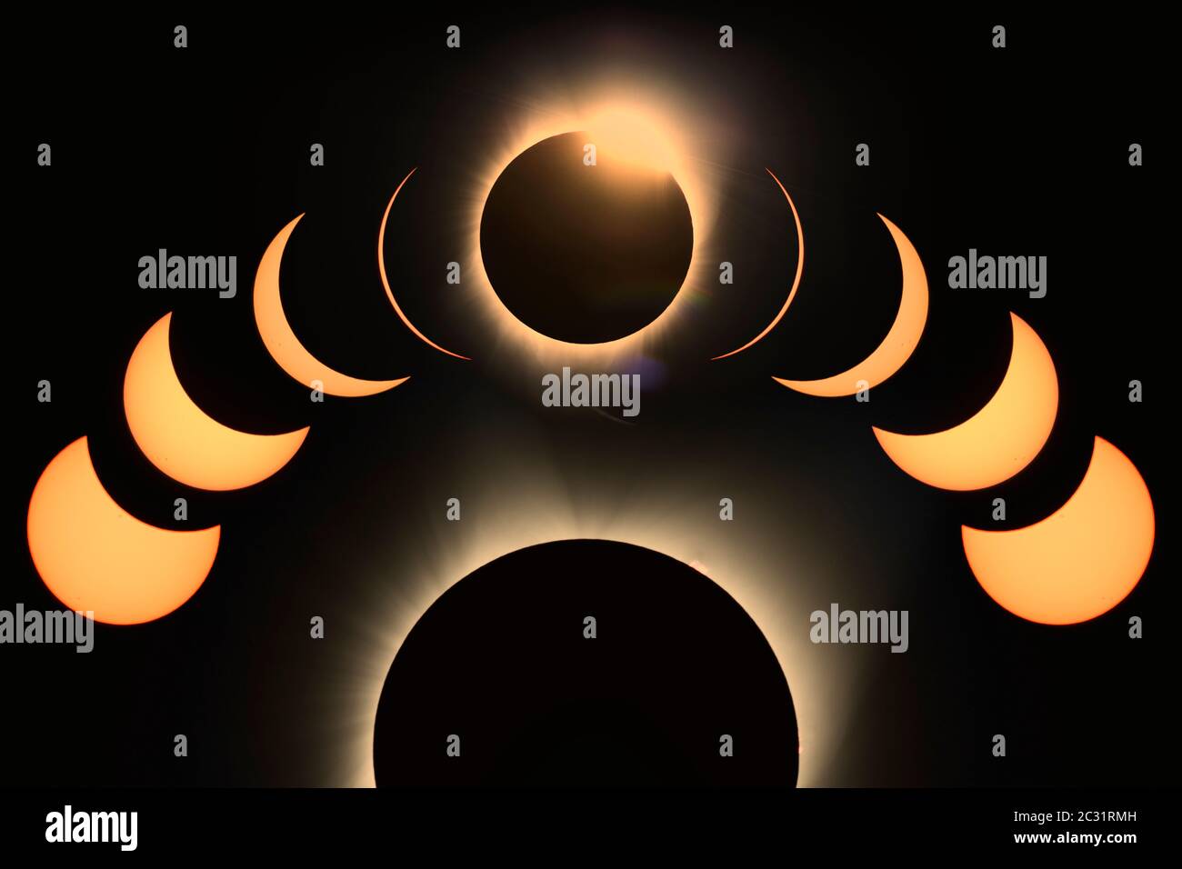 Vista panoramica dell'eclissi solare Foto Stock
