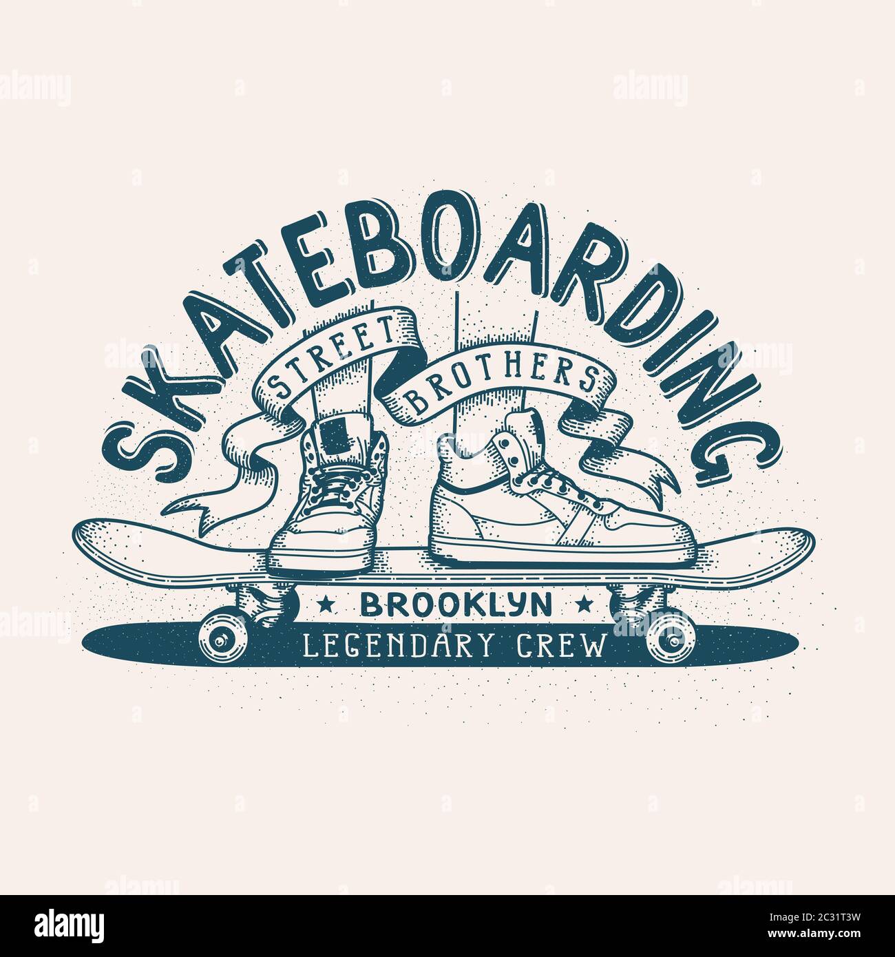 Emblema retrò dello skateboard Illustrazione Vettoriale Emblema retrò dello skateboard Illustrazione Vettoriale