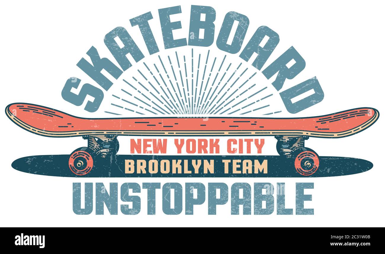 Emblema vintage dello skateboard con skateboard rosso e iscrizioni Illustrazione Vettoriale Emblema vintage dello skateboard con skateboard rosso e iscrizioni Illustrazione Vettoriale
