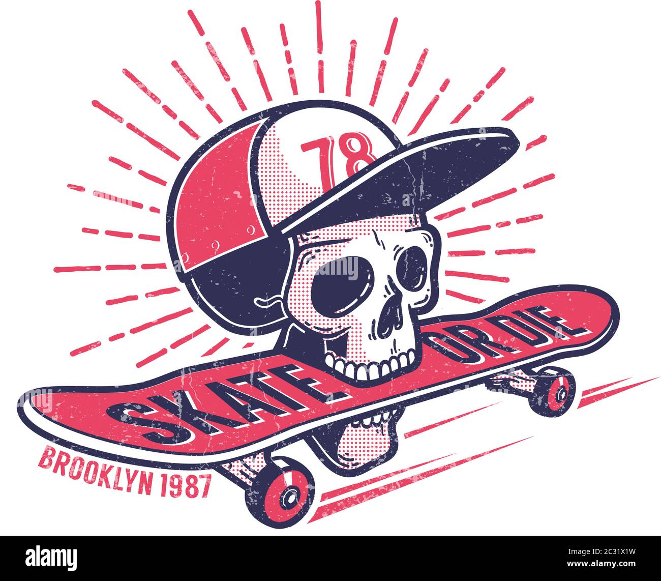 Fresco skateboard gioventù autentico emblema di strada retrò Illustrazione Vettoriale Fresco skateboard gioventù autentico emblema di strada retrò Illustrazione Vettoriale