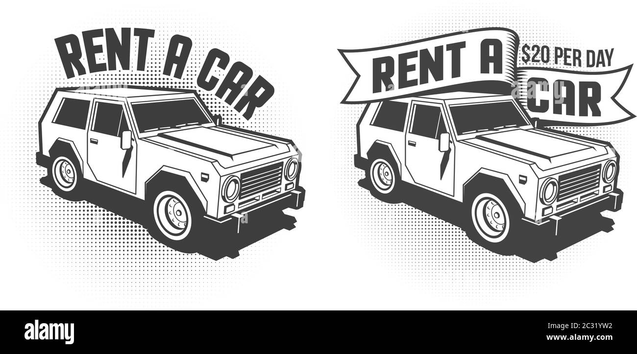 Noleggio auto retro vintage signboard Illustrazione Vettoriale