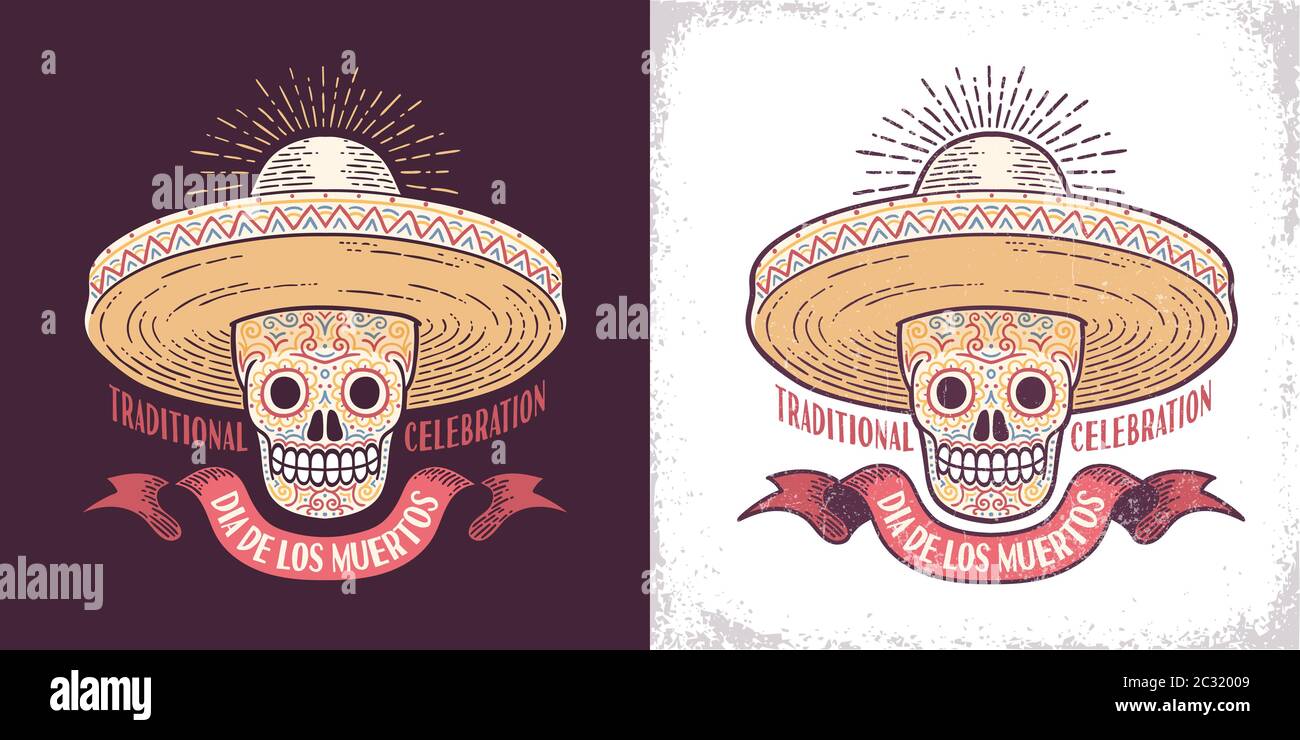 Dia de los muertos zucchero cranio Illustrazione Vettoriale