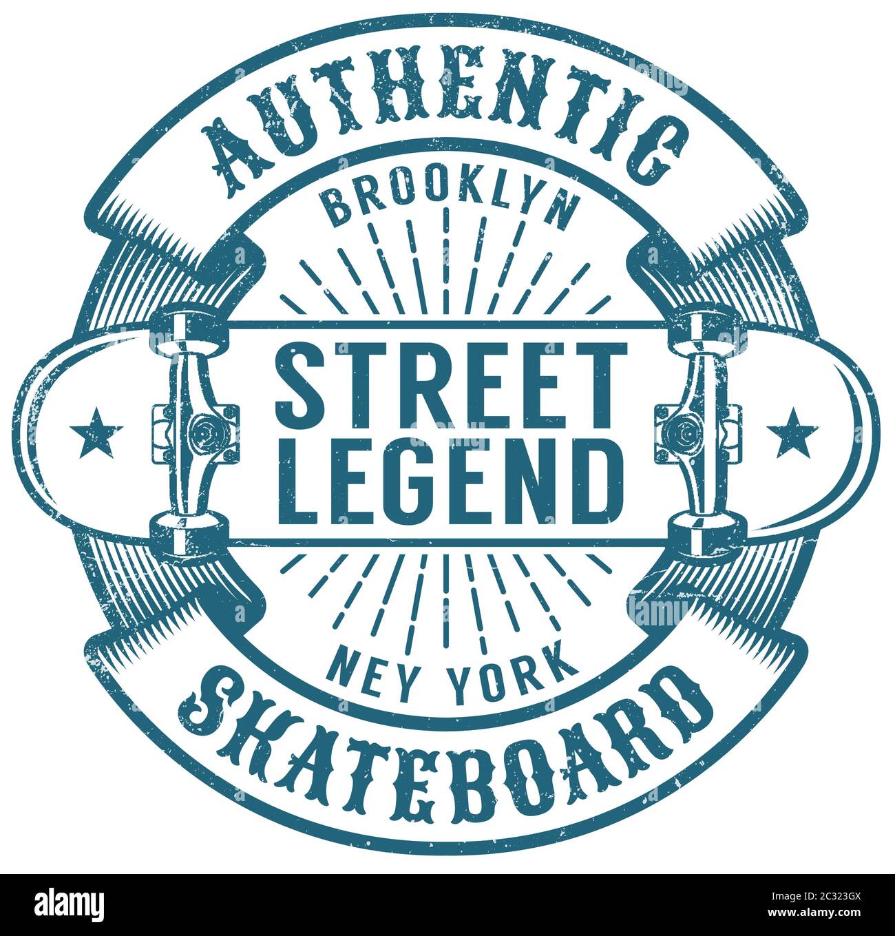 Skateboard Brooklyn emblema retrò Illustrazione Vettoriale Skateboard Brooklyn emblema retrò Illustrazione Vettoriale
