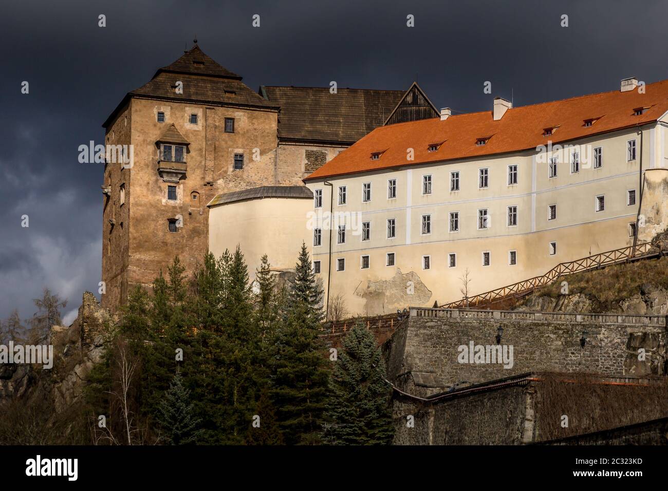 Castello barocco e gotico nell'antica città di Becov nad Teplou, Repubblica Ceca Foto Stock