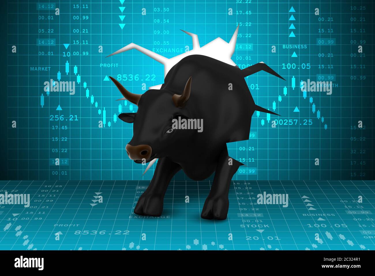 Rising business bull Foto Stock