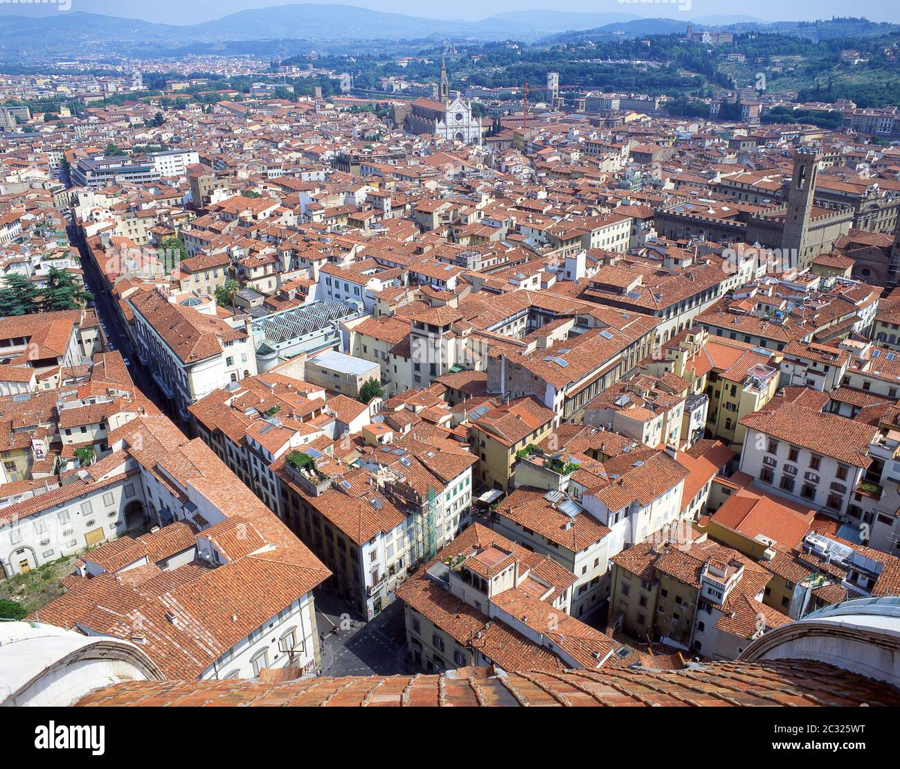 Vista panoramica della Città Vecchia dal Duomo di Santa Maria del Fiore, Firenze, Toscana, Italia Foto Stock